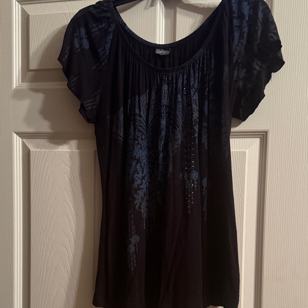 Vanilla Sugar Elegant Black and Blue Top